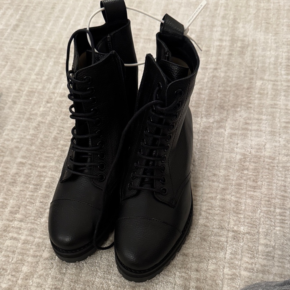 Jimmy Choo Halden Pebbled Leather Combat Boots